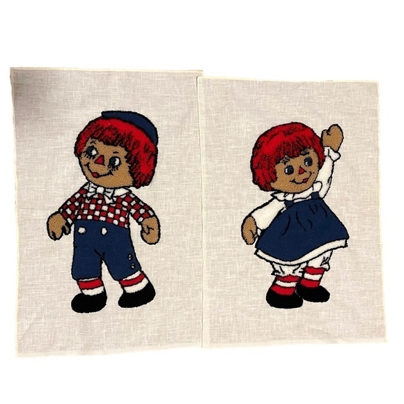 Vintage Raggedy Ann & Andy Handmade Puffy Fabric Panels 17.5”x12” - Picture 6 of 6